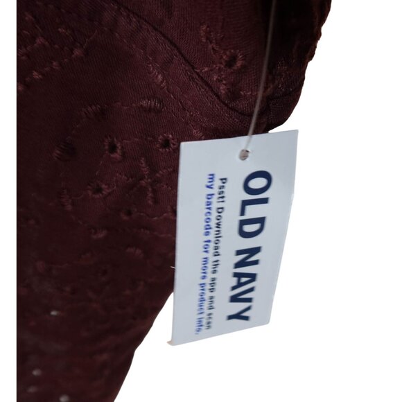 OLD NAVY Oversized Embroidered Eyelet Peasant Top Size 3X NWT Reddish Brown - Picture 8 of 9